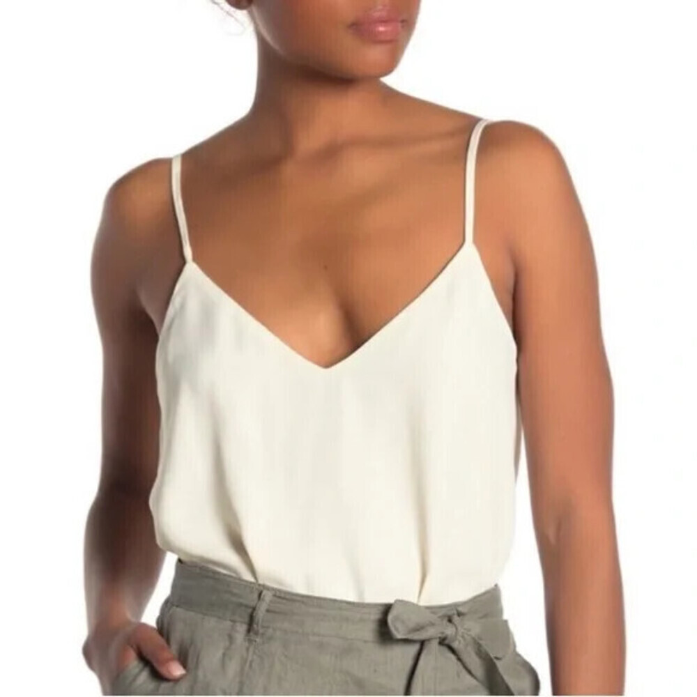Free Press Women's V Neck Camisole Bodysuit Spaghetti Straps In Ivory Size M